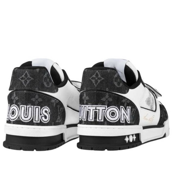 Used Men’s Size 8 (Euro Sz 41) Louis Vuitton Velcro Monogram Denim Trainer Shoes - Picture 5 of 14